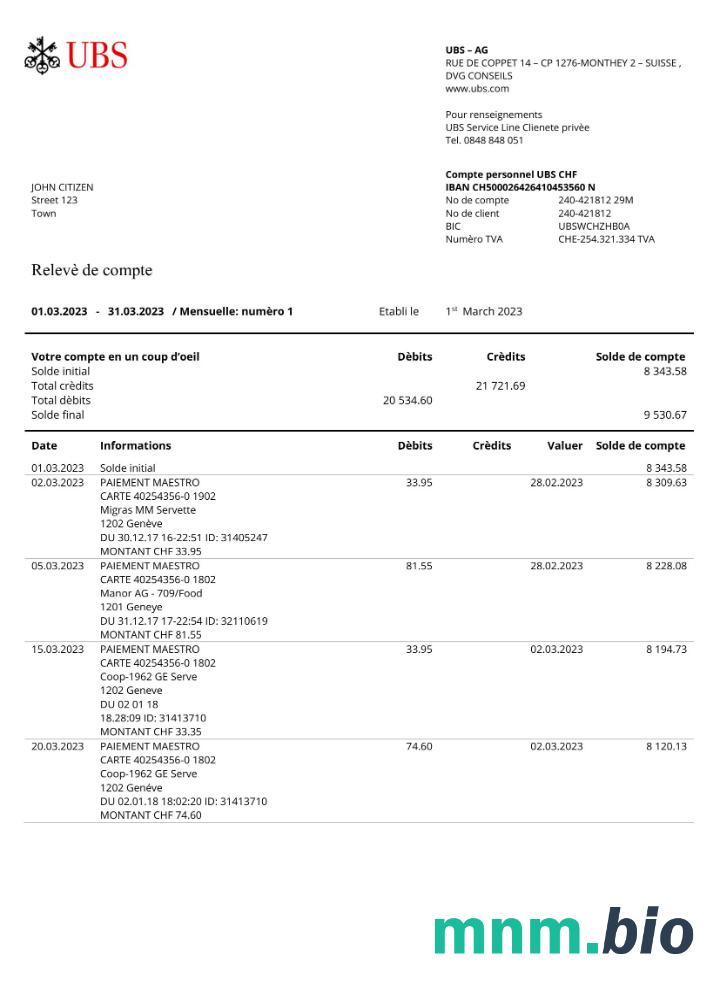Francja sogexia wyciąg z konta bankowego Word i szablon PDF
